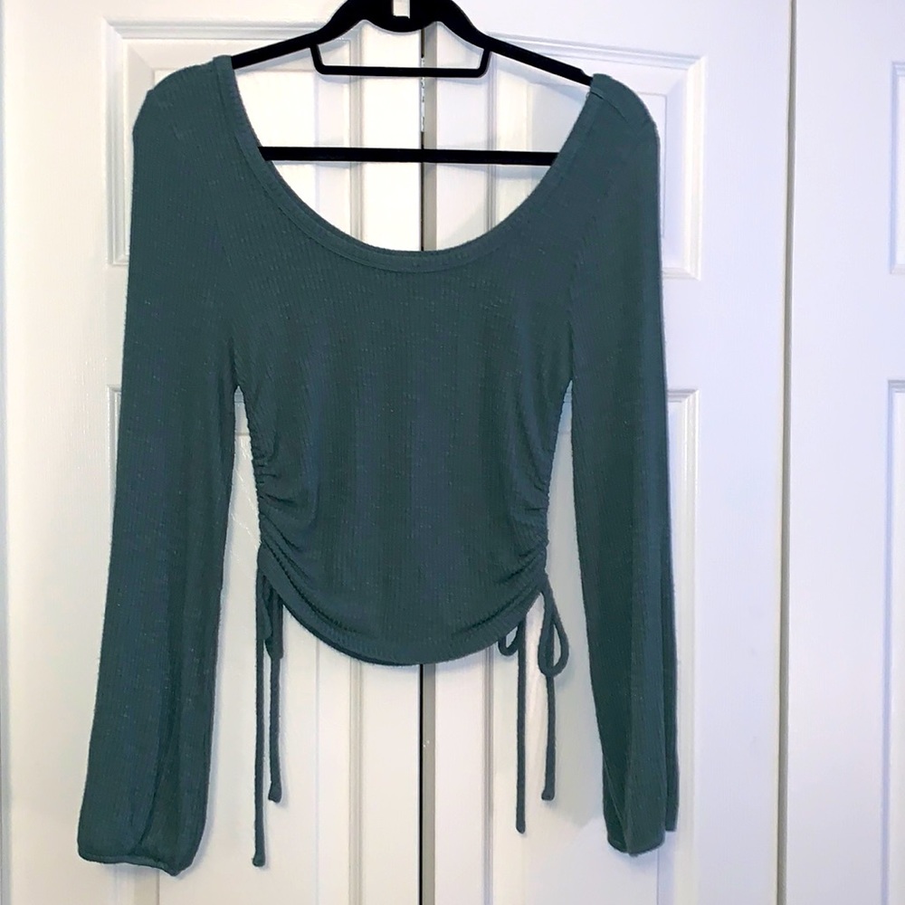 Teal scoop neck top